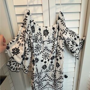 White and Black Off-Shoulder Dress